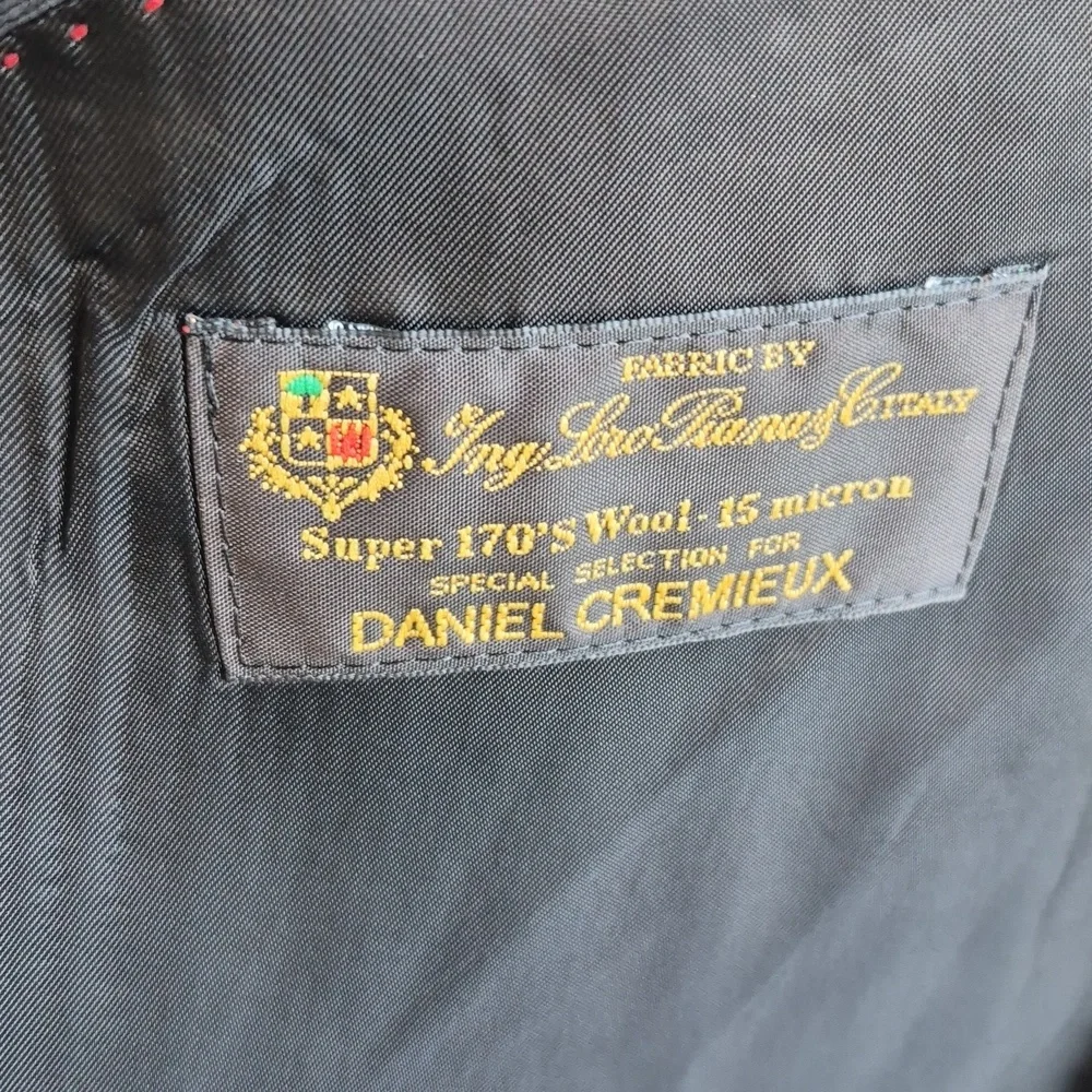 DANIEL CREMIEUX Black Dark Grey Loro Piana Super 170s Wool Sz 46 R Sport Coat - Picture 5 of 8